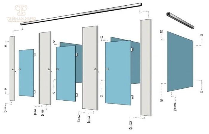 Bản vẽ thiết kế mô hình vách ngăn nhà vệ sinh