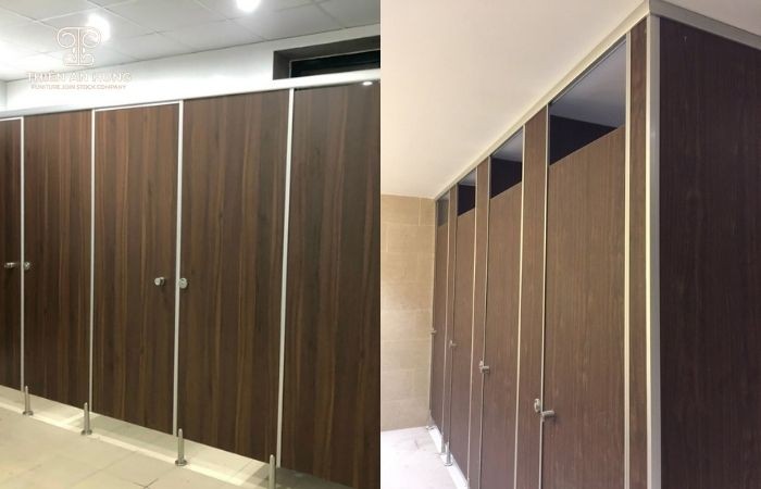 Mẫu vách ngăn gỗ MDF màu tối sang trọng, thanh tao